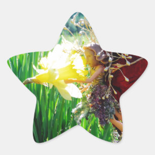 Fairy in the Daffodils Star Sticker
