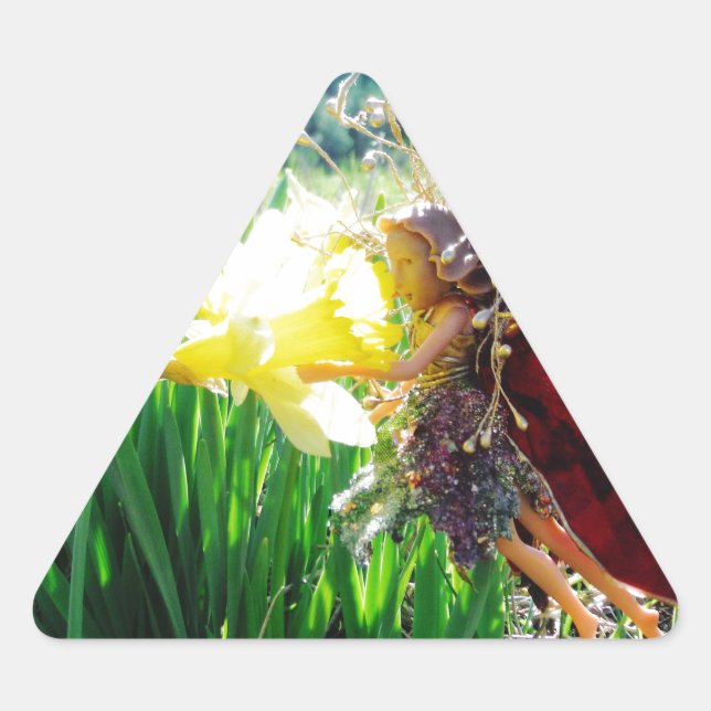 Fairy in the Daffodils Triangle Sticker (Front)