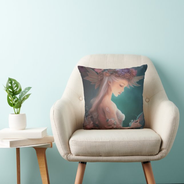 Fairy In The Moonlight Garden Watercolor Cushion (Chair)