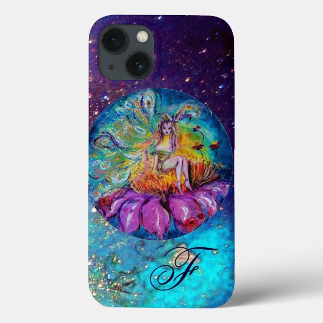 FAIRY IN THE NIGHT   Blue Teal Monogram Case-Mate iPhone Case (Back)