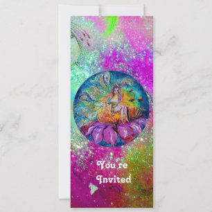 FAIRY IN THE NIGHT,pink purple blue green sparkle Invitation