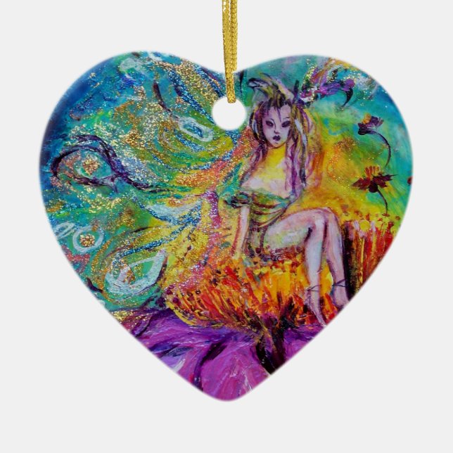 FAIRY IN THE NIGHT  VIBRANT BLUE SAPPHIRE Gem Ceramic Tree Decoration (Front)