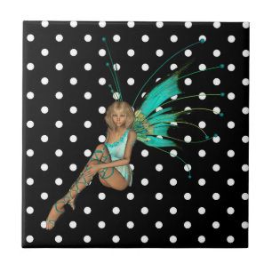 Fairy in Turquoise Polkadots Tile