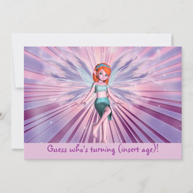 Fairy invitation - customisable little girls (Front)