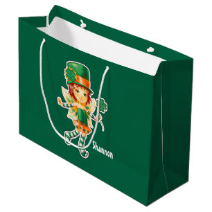 Fairy Irish Girl Custom St. Patrick's Day Large Gift Bag