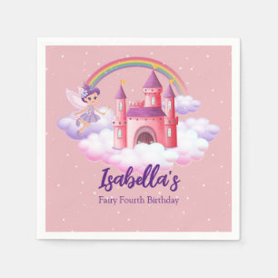 Fairy Kid's Birthday Fairytale Castle Rainbow Napkin