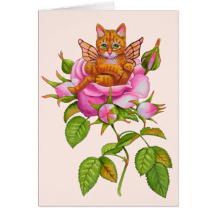 Fairy Kitten Resting in Rose
