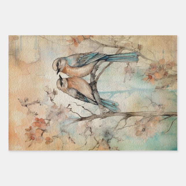 Fairy Land Spring Forest Birds No1 Wrapping Paper Sheet (Front)