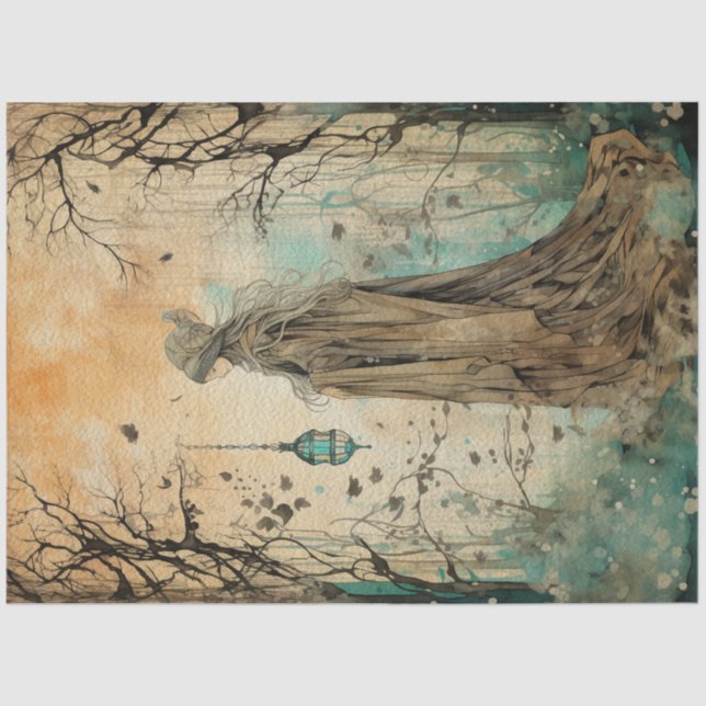 Fairy Land Spring Forest Whimsical Witch No1 Tissue Paper (Front)