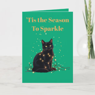 Fairy-Light Muddle Black-Coloured Feline Card
