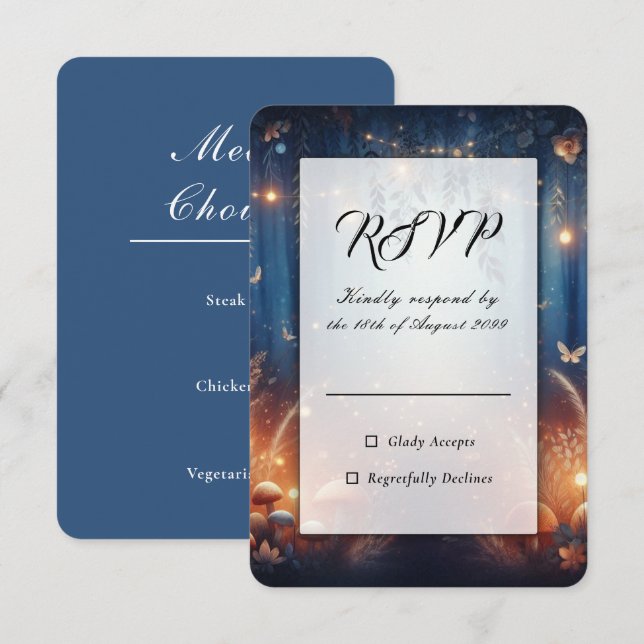 Fairy Lights and Moonlit Forest Magic RSVP Card (Front/Back)