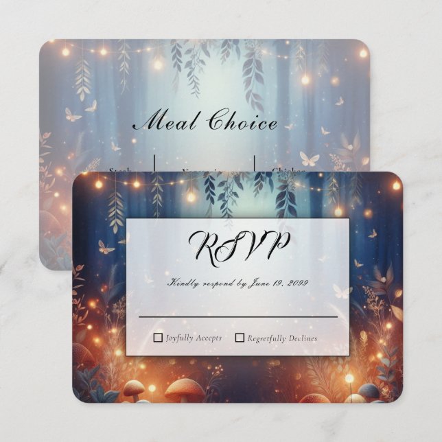 Fairy Lights and Moonlit Forest Magic RSVP Card (Front/Back)