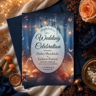 Fairy Lights and Moonlit Forest Magic Wedding Invitation