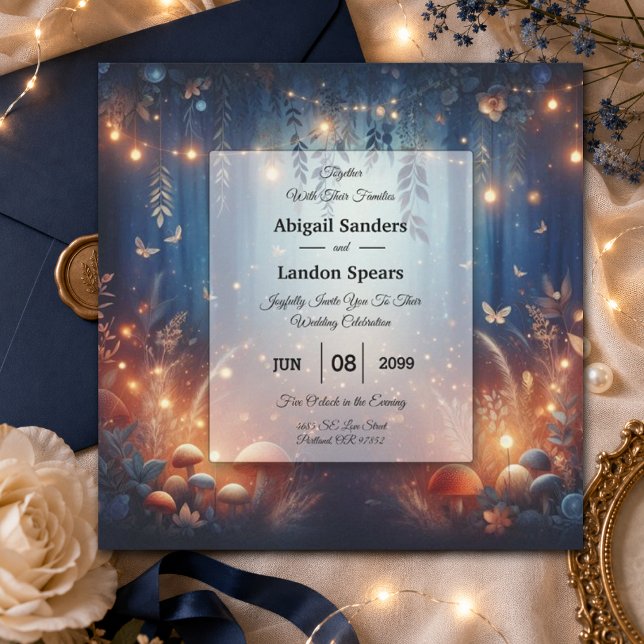Fairy Lights and Moonlit Forest Magic Wedding Invitation (Creator Uploaded)