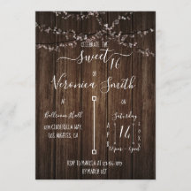 Fairy Lights and Wood Sweet 16 Invitation