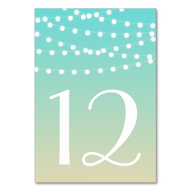 Fairy Lights | Beach Ombre Table Numbers Card (Front)