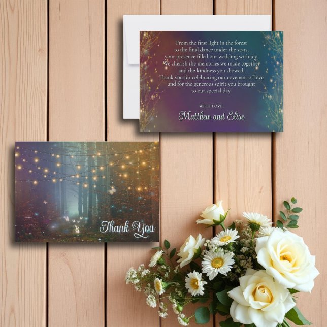 Fairy Lights Fantasy Enchanted Forest Wedding  Thank You Card (Creator Uploaded)