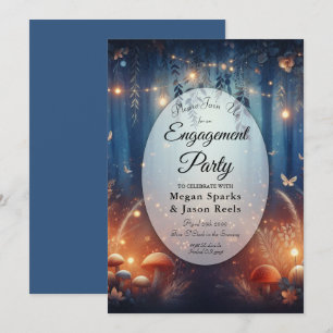 Fairy Lights in a Moonlit Forest Engagement Party Invitation