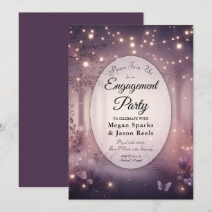 Fairy Lights in Woodland Glow Engagement Party Invitation
