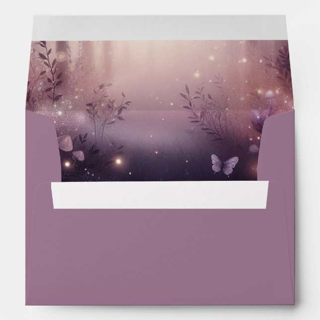Fairy Lights in Woodland Glow Wedding Envelope (Back (Bottom))