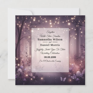 Fairy Lights in Woodland Glow Wedding Invitation
