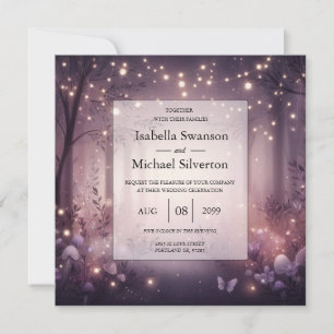 Fairy Lights in Woodland Glow Wedding Invitation