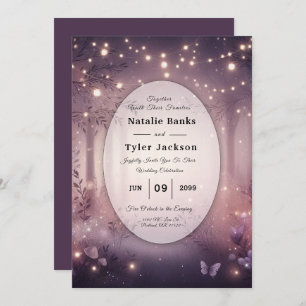 Fairy Lights in Woodland Glow Wedding Invitation