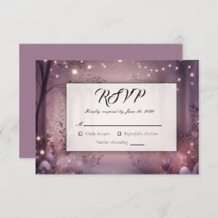 Fairy Lights in Woodland Glow Wedding RSVP Card