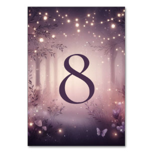 Fairy Lights in Woodland Glow Wedding Table Number