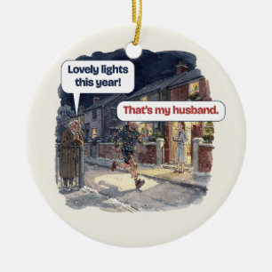 Fairy Lights Personalized Funny Runner Christmas Ceramic Tree Decoration