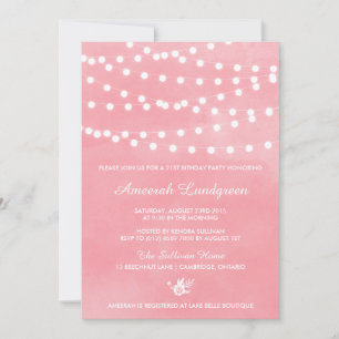 Fairy Lights Pink Birthday Party Invitation