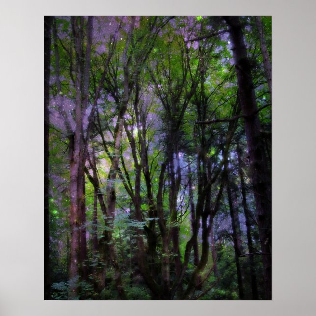 Fairy Lights Surreal Forest Poster Print (Front)