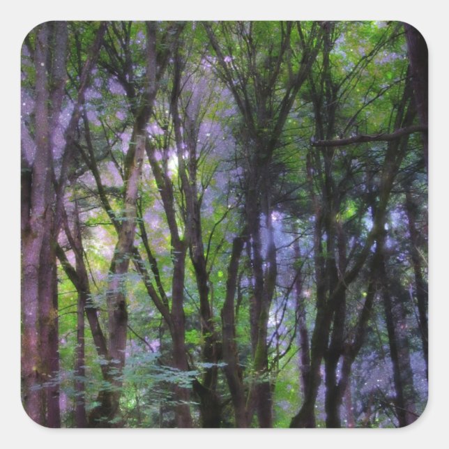 Fairy Lights Surreal Forest Square Sticker (Front)