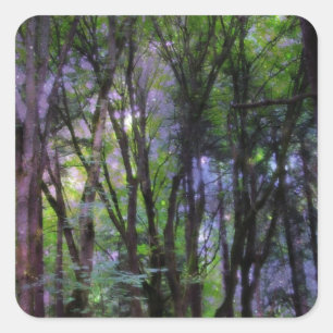 Fairy Lights Surreal Forest Square Sticker