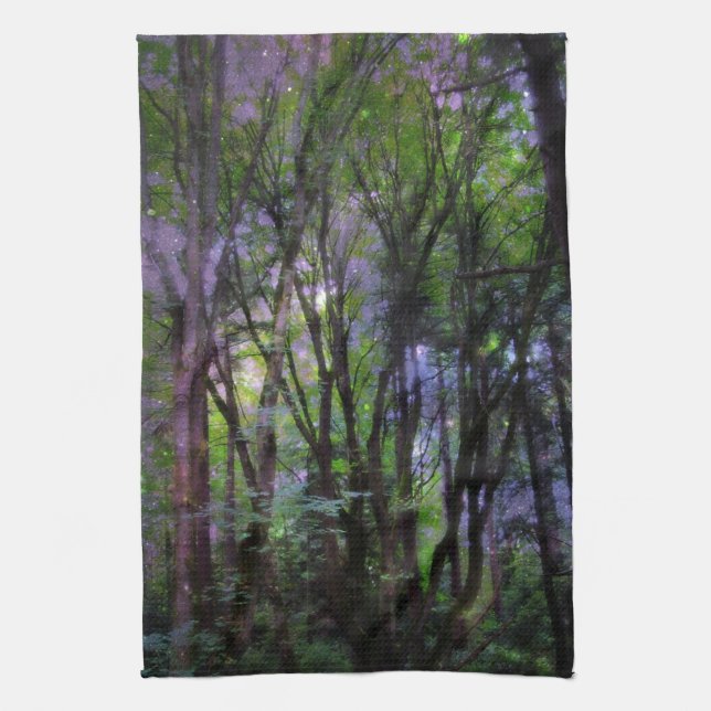 Fairy Lights Surreal Forest Tea Towel (Vertical)