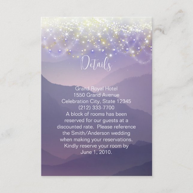 Fairy Lights Violet Purple Wedding Enclosure Card (Front)