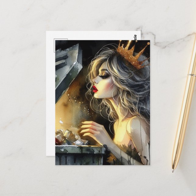 Fairy Looking In a Dumpster Postcard (Front/Back In Situ)