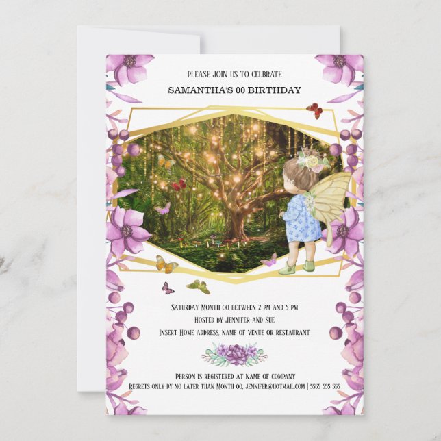 Fairy magic enchanted firefly garden butterfly invitation (Front)