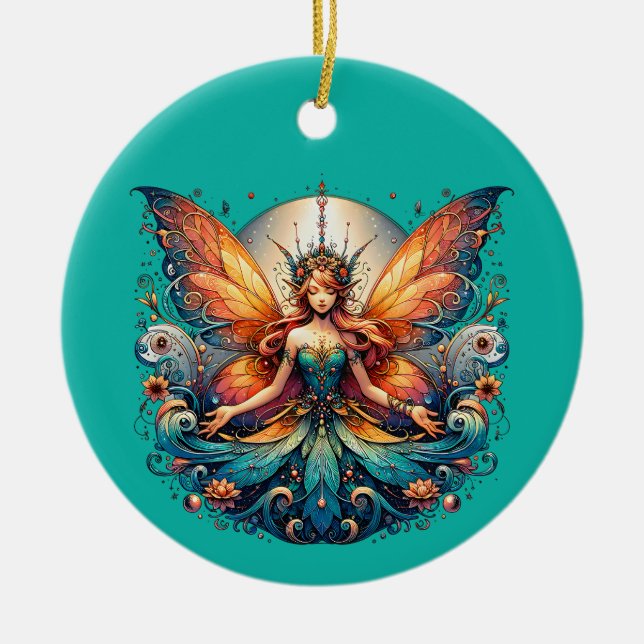 Fairy Magic, Magical Fantasy Vibe Ceramic Tree Decoration (Front)