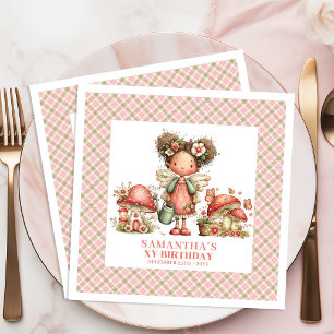 Fairy Magic Pink Flowers Garden Birthday Party  Napkin