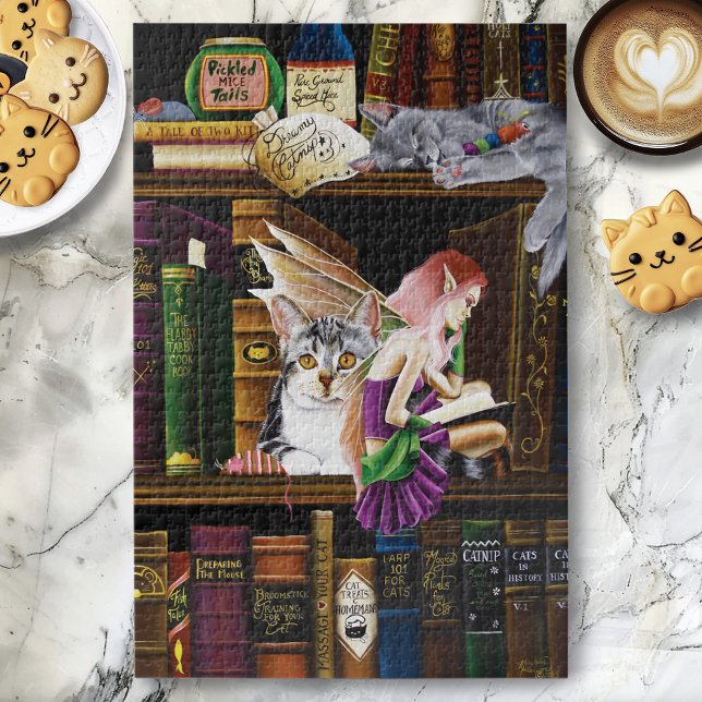 Fairy Magical Cats Enchanted Library Books Jigsaw Puzzle (Creator Uploaded)