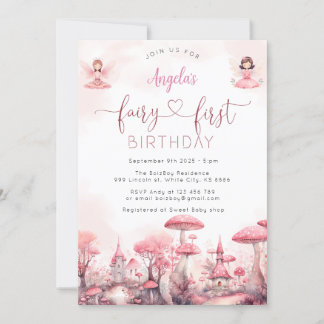 Fairy Magical First Birthday Party Invitation