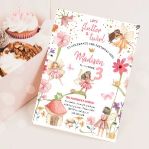 Fairy Magical Forest Garden Girl First Birthday In Invitation