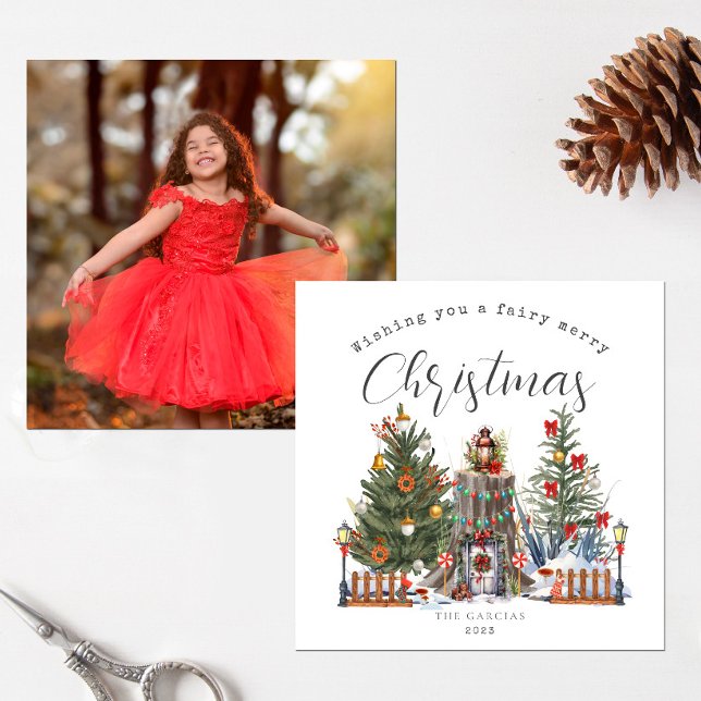 Fairy Merry Christmas Woodland Forest Photo Card (Creator Uploaded)