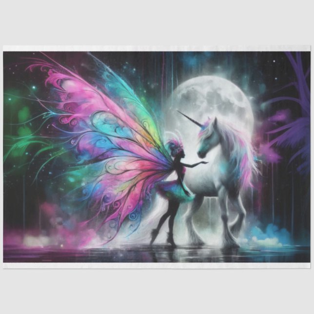 Fairy Moon Silhouette Pegasus Tissue Paper (Front)
