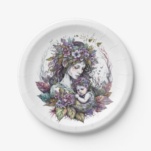 Fairy Mother and Child Paper Plate