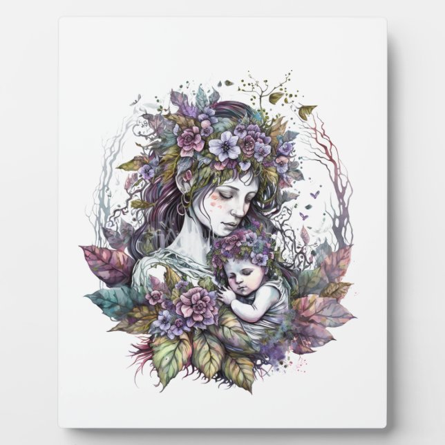 Fairy Mother and Child Plaque with Easel (Front)