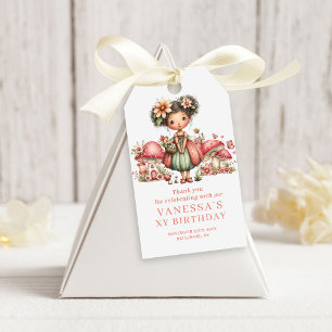 Fairy Mushroom 7th Birthday Pink Favour Gift Tags