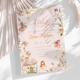 Fairy Mushroom Cottage Boho Watercolor Baby Shower Invitation