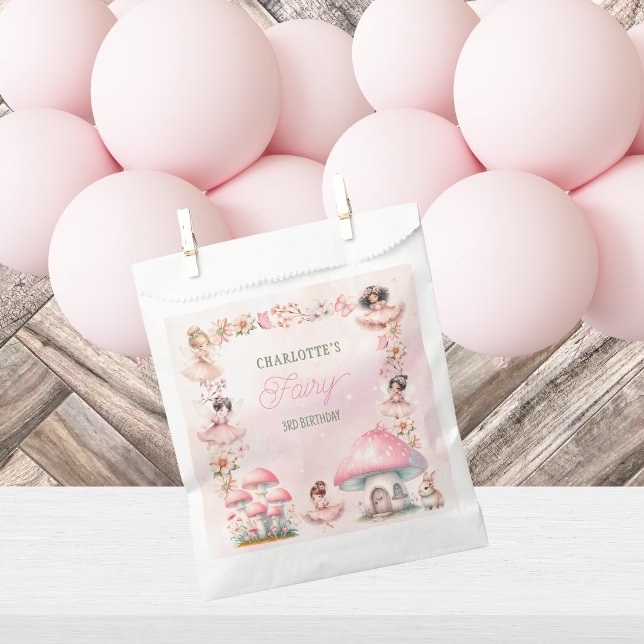 Fairy Mushroom House Pink Birthday Favour Bags (Creator Uploaded)